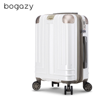 (假日優惠)Bogazy 迷宮迴廊 20吋菱格紋可加大行李箱登機箱(尊爵白)