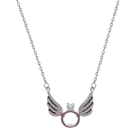 925純銀項鍊鋯石吊墜-天使翅膀戒指造型女飾品2色74aq40【獨家進口】【米蘭精品】