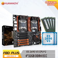 HUANANZHI X99 F8D PLUS LGA 2011-3 XEON X99 Motherboard with Intel E5 2690 V3*2 with 4*32G DDR4 RECC memory combo kit set