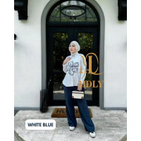 MDLY Fleur Embroidery Stripes Set Setelan Wanita Terbaru One Set Premium Bahan  Katun Premium Motif 