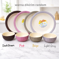 Great Set Alat Makan Plastik Cantik - Piring Mangkok / Piring + Mangkok Set Anti Pecah Warna Random 