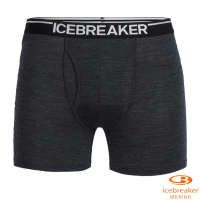 【Icebreaker】男款 Anatomica 美麗諾羊毛超薄款四角開口內褲.彈性衛生褲(IB103030 灰黑)