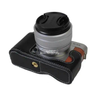Genuine Real Leather Camera Bag Bottom Case Half Body Set Cover For FujiFilm Fuji X-A5 XA5 Bottom Battery Opening
