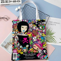 Custom Tokidoki Tote Bag Cartoon Cotton Cloth Shoulder Shopper Bags For Women Handbag Eco Foldable Reusable Bag 6.5WJY