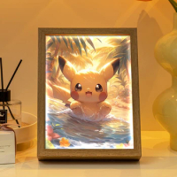 Pokemon Anime Figures Painting Night Light Manga Pocket Monsters Pikachu Gengar Bedroom Lamp Children Sh Figuarts Gift Toy