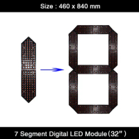 2Pcs/Lot 32'' Outdoor IP65 Red Yellow White Green Color Digital Module 32 inch 7 Seven Segment LED Module