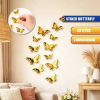 OEM SK-C1612 Stiker Dinding 3D Bentuk Kupu Kupu Dekorasi Hiasan Dinding Cantik / Sticker Butterfly W