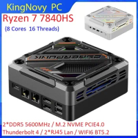 KingNovy Mini PC Ryzen 7 7840HS DDR5 5600MHz PCIE4.0 2.5G 2 LAN Tunderbolt 4 Gaming Desktop Windows 11 AMD Gamer Computer WiFi6