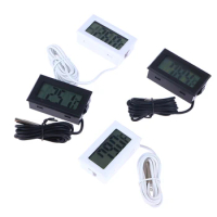 New Mini 1M LCD Digital Thermometer With Waterproof Probe Celsius/Fahrenheit Temperature Sensor For Fridge Refrigerator Aquarium