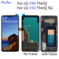 6.4" Original AMOLED With Frame For LG V50 ThinQ 5G LCD Display Touch Screen Digitizer For LG V40 ThinQ LCD Screen Replacement
