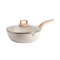 【CAROTE】ICE系列麥飯石不沾鍋煎炒鍋28CM附鍋蓋(不挑爐具 電磁爐、IH爐、瓦斯爐適用)