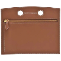 【Hermes 愛馬仕】經典Birkin小牛皮拉鍊多功能外袋(褐金色H085898CCAB-GOLD)