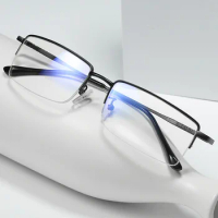 Myopia Glasses Rim Men's Fashion Protection against Blue Light Radiation Metal Half Frame Small Frame Rayban Business Glasses Fr