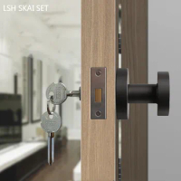 Indoor Zinc Alloy Invisible Door Lock with Key Single Handle Lockset Background Wall Mute Single Tongue Locks Home Hardware