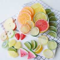 假水果切片仿真 檸檬橙子片蘋果草莓菠蘿西瓜切片 果盤飲料裝飾品