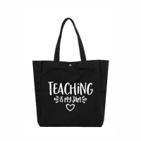 Teaching Is My Jam Funny Printed Large Capacity Book Tote Bag Gift for Teachers Day Shopping Bag Laptop Bag Beach Work Bag