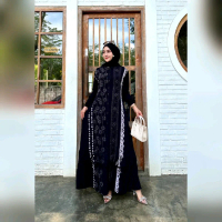 Rq Batik - Gamis Twill Ori Cap Malaman Motif Ratu Ayu Saku Kanan Tali Samping Pekalongan Kancing Teb