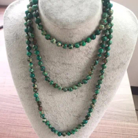 42inch/60inch Hand Knotted Nature Stone 8MM Green Regalite Necklace Long Necklaces Yoga Mala Beads Endless Infinity Beaded