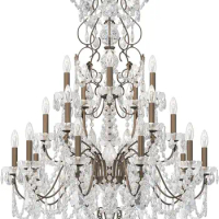 Century 20 Light 37in x 54.5in Chandelier in Etruscan Gold with Clear Heritage Machine Cut Crystal