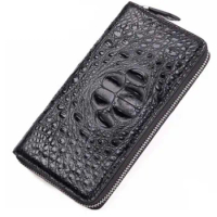 LINSHE true crocodile The head handbags fashion long zipper Genuine leather The wallet The new men Hand bag