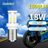 Motoled AC/DC8-80V H4 HS1 BA20D H6 18W 1800LM Ceramic Motorcycle Led Headlight Bulbs Bombillo Headlamp light for Honda Yamaha