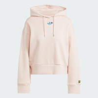 adidas 上衣 女款 長袖上衣 帽T 運動 三葉草 亞規 Hello Kitty HOODIE 粉 IJ0681