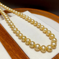 Natural Pearl Necklace 9-10mm Freshwater Nanyang Gold Pearl Necklace