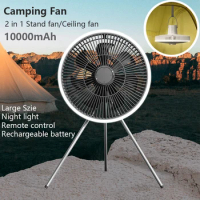 USB Camping Ceiling Fan with Remote Control Floor Stand Rechargeable Cooling Fan Large Size Wireless Vertical Table Fan Outdoor