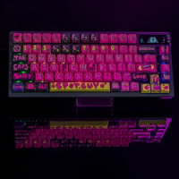 ECHOME Pink Keycap Graffiti Custom Keyboard Cap Dye-sublimation MDA Resin 130 Keycaps for Mechanical Keyboard Gaming Accessories