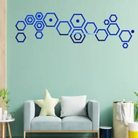 24/Pcs 3D Hollow Hexagonal Mirror Honeycomb Wall Sticker Self-adhesive Paper Waterproof Home Living Room Bedroom Decoration