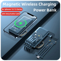 Power Bank 20000mAh Magnetic Qi Wireless Charger Portable Powerbank for iPhone 14 13 12 Xiaomi Huawei Portable Induction Charger