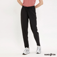 【Hang Ten】女裝-恆溫多功能-TAPERED FIT冰絲涼感吸濕快乾彈性錐形機能長褲(黑)