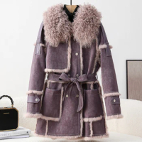 Casual and Slimming Fur Integrated Coat For Women Wool Genuine Leather Short Coat For Rabbit Fur Integrated Coat For Women
