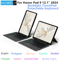 HUWEI Magic Keyboard Case For Huawei Honor Pad 9 12.1 inch 2024 Funda HEY2-W09 HEY2-W19 12.1" Tablet Smart Keyboard Cover Case
