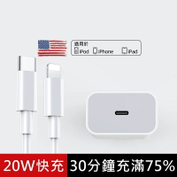 FuNFang_20W PD快充iPhone充電頭+快充線套組 充電器 快充豆腐頭 傳輸線