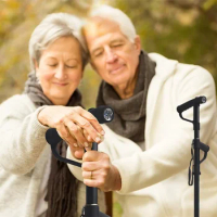 Retractable Aluminum Alloy Trekking Crutches Portable Handrail Walking Stick Elderly Cane for Rehabilitation Mobility Support