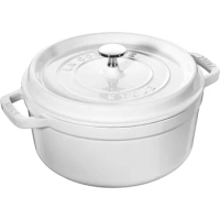 STAUB Cast Iron Dutch Oven 4-qt Round Cocotte, Made in France, Serves 3-4, White