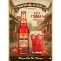 LIMUN ORIENTAL Strawberry (Stroberi) 300ml - Minuman Soda Pekalongan - Minuman Jadul