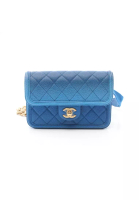 CHANEL 二奢 Pre-loved Chanel matelasse waist bag body bag Caviar skin blue gold hardware Gradation