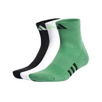 Adidas PRF Cush Mid 3P [IR9629] 中筒襪 運動襪 透氣 足弓支撐 吸濕排汗 三雙入 綠白黑