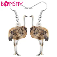 Bonsny Acrylic Australia Emu Bird Earrings Animal Drop Dangle Jewelry For Women Girl Teens Kids Charm Party Decoration Gift Bulk