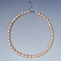 Kalung Mutiara Air Tawar, Hengxiao A647-H, Tanpa Biji, Perak S925, 9-10mm, Penghantaran Kepelbagaian