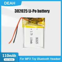1-4PCS 302025 110mAh 3.7V Lithium Polymer Rechargeable Battery For MP3 MP4 GPS Smart Watch Mouse Bluetooth Headset LED Light