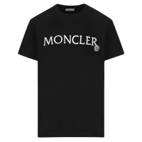 【MONCLER】女款 胸前刺繡英文名&amp;品牌LOGO 短袖T恤-黑色(XS號、S號、M號)