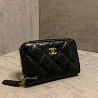 CHANEL  黑金ㄇ字拉鍊零錢包