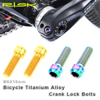 2 PCS RISK M6 X 18mm Titanium Ti Bicycle Crank Lock Screw Bolts for Bike Arm Fixing Brake Clamp Lightweight Cycling Accessories