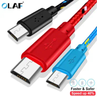 OLAF Micro USB Cable Fast Charging Andriod 0.5m/1m/2m/3m Fast Data Sync Nylon Braided charger Cable For Samsung Huawei Xiaomi LG