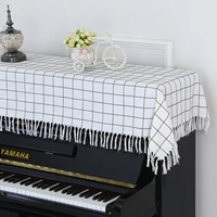 Cotton and Linen Piano Cover Towel Simple Tassel Lace Piano Half Cover Cloth Non-slip Dust Cover Piano Decoration