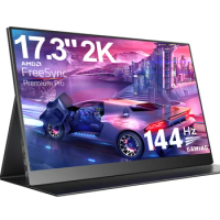 UPERFECT 17.3 Inch 2K 144Hz Portable Monitor 2560 x 1440 QHD 1MS FreeSync HDR Gaming Screen Extender for Switch Xbox PS5 Laptop