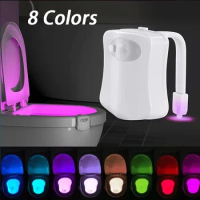 Smart Motion Sensor Toilet Seat Night Light 8 Colors Waterproof Backlight for Bathroom Toilet Bowl LED Lamp WC Light